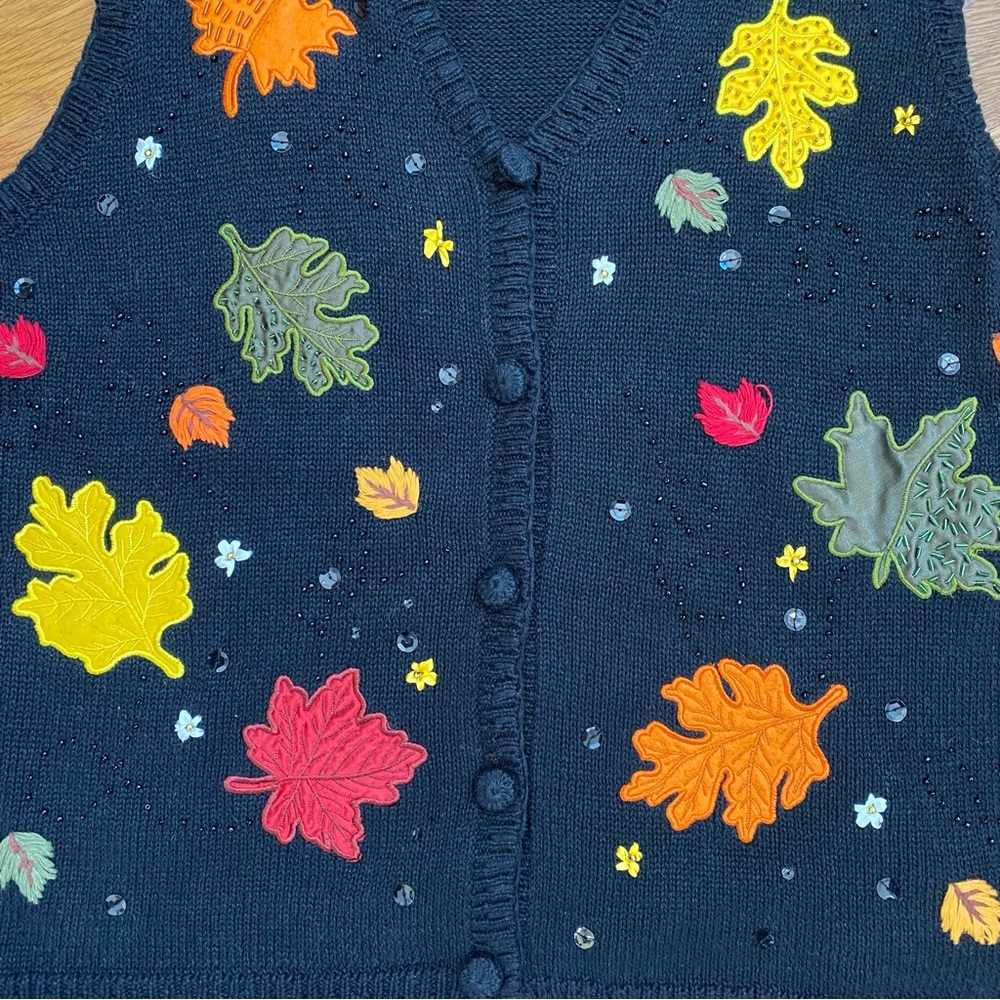 Vintage Basic Editions Fall Themed Sweater Vest U… - image 3